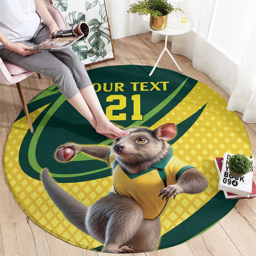 Australian Tasmanian Pademelon Cricket Custom Round Carpet Aussie National Color