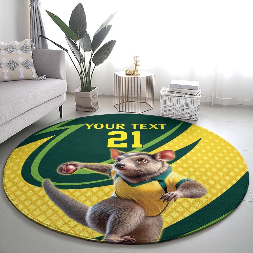Australian Tasmanian Pademelon Cricket Custom Round Carpet Aussie National Color