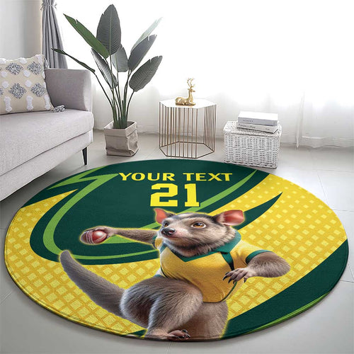 Australian Tasmanian Pademelon Cricket Custom Round Carpet Aussie National Color