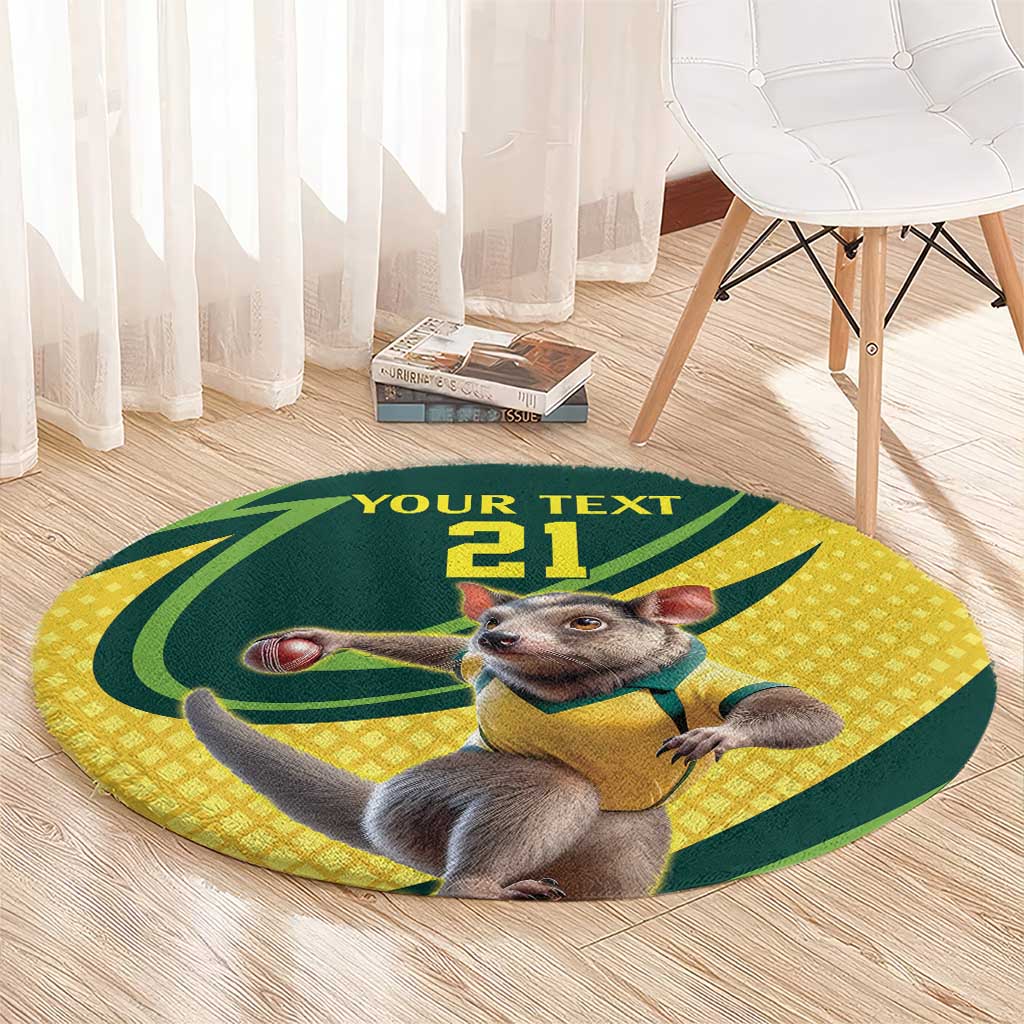 Australian Tasmanian Pademelon Cricket Custom Round Carpet Aussie National Color
