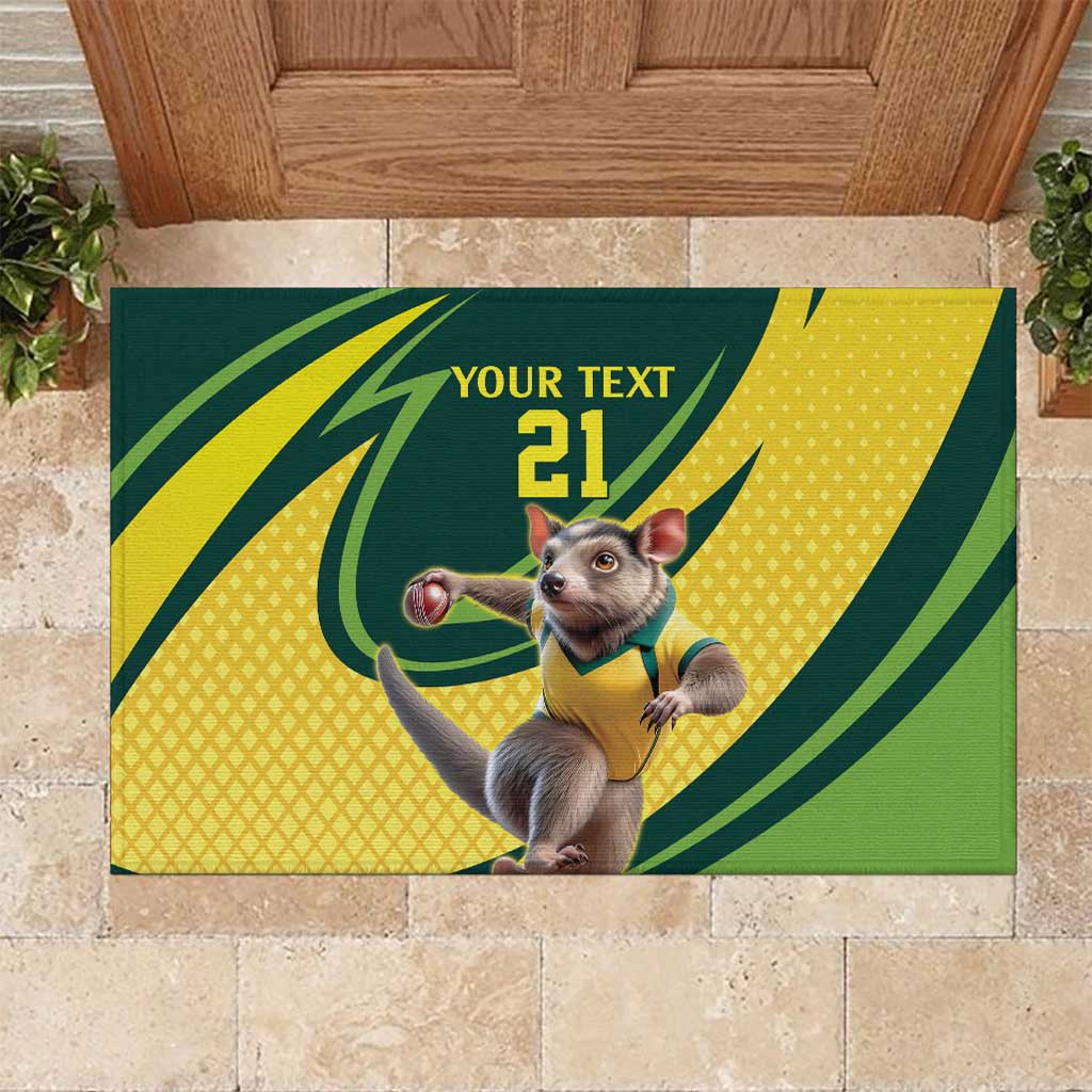 Australian Tasmanian Pademelon Cricket Custom Rubber Doormat Aussie National Color