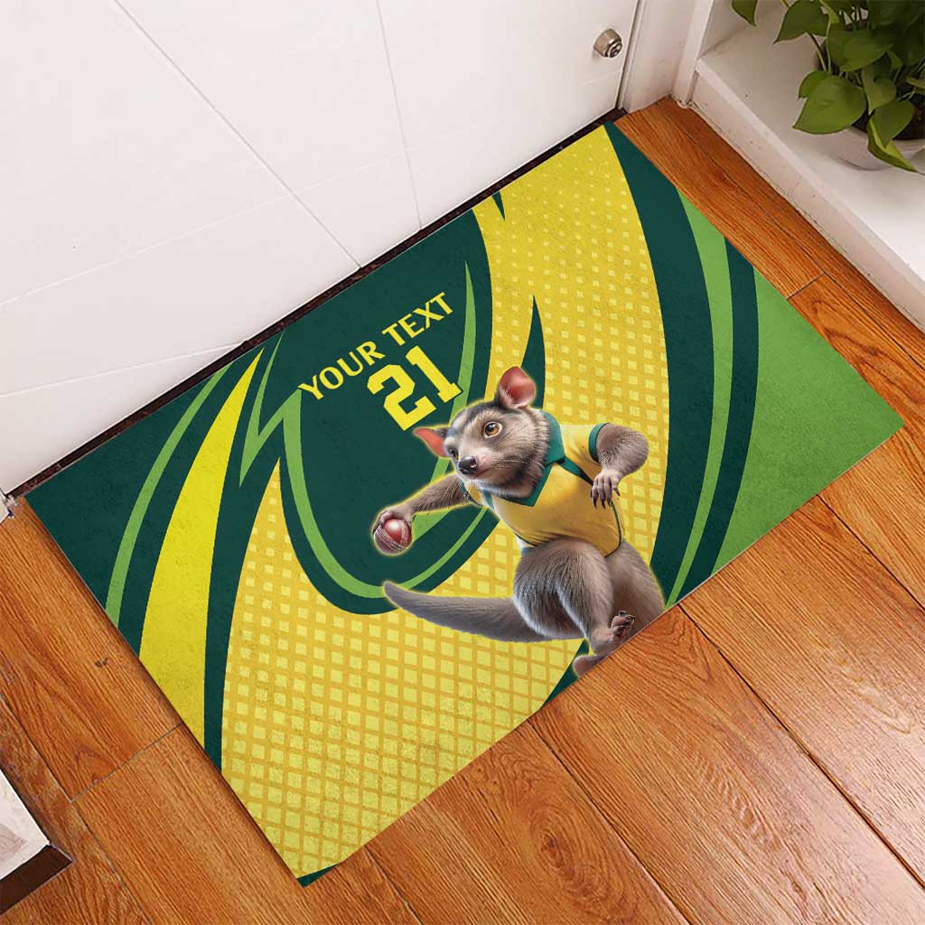 Australian Tasmanian Pademelon Cricket Custom Rubber Doormat Aussie National Color