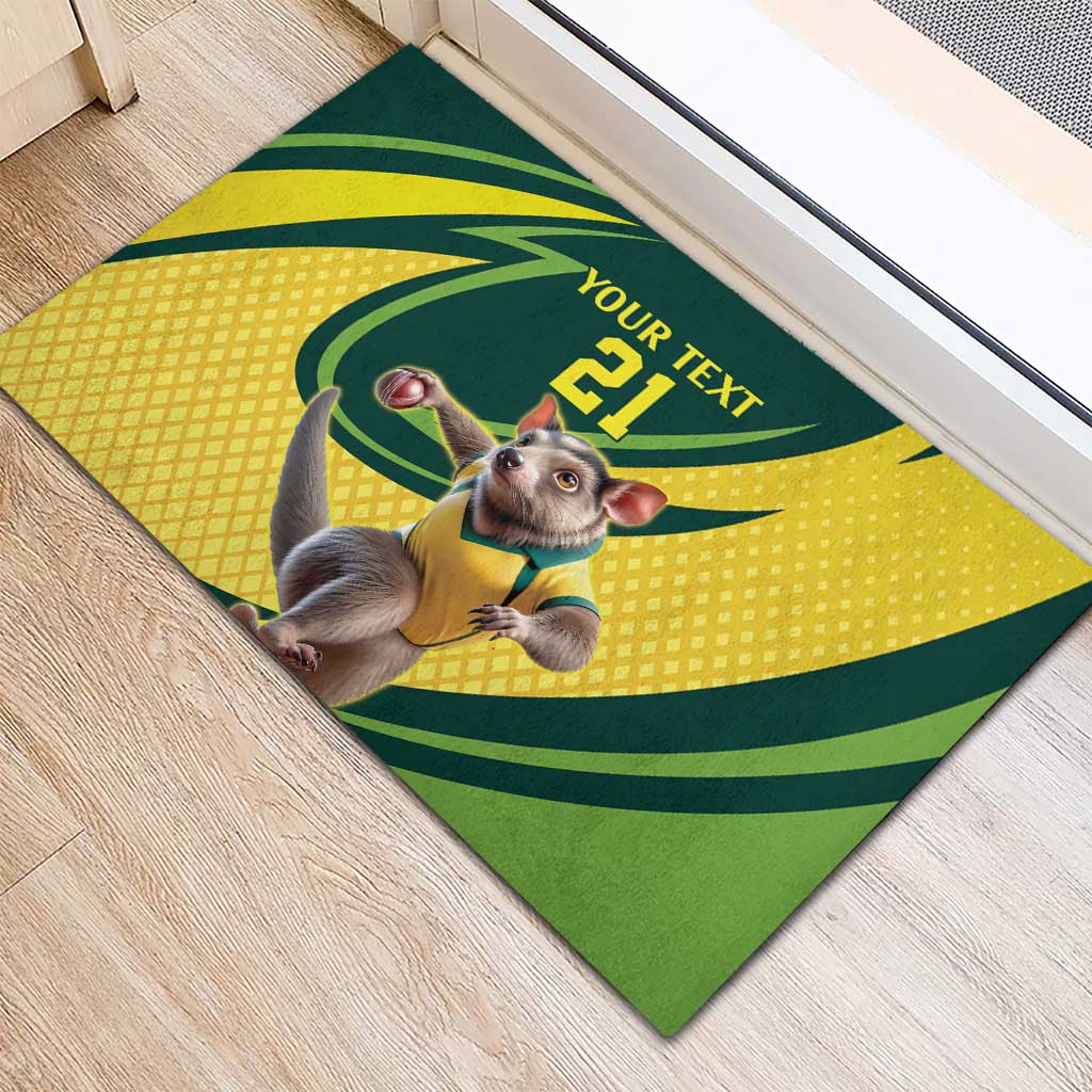 Australian Tasmanian Pademelon Cricket Custom Rubber Doormat Aussie National Color