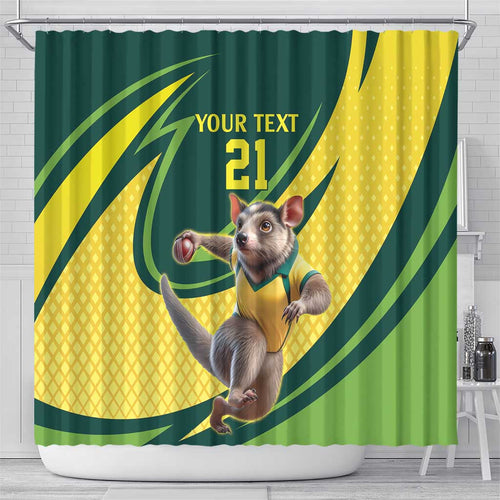 Australian Tasmanian Pademelon Cricket Custom Shower Curtain Aussie National Color