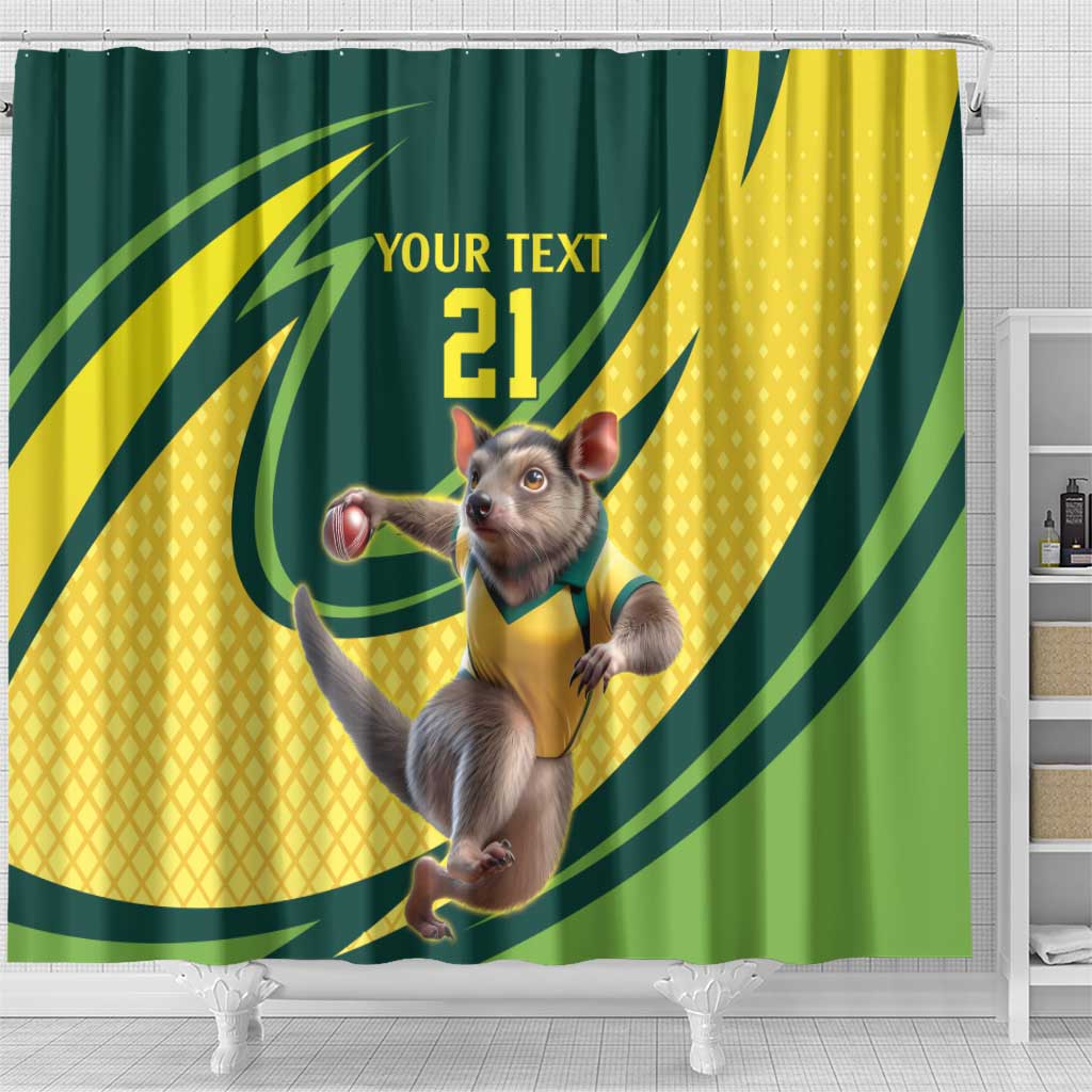 Australian Tasmanian Pademelon Cricket Custom Shower Curtain Aussie National Color