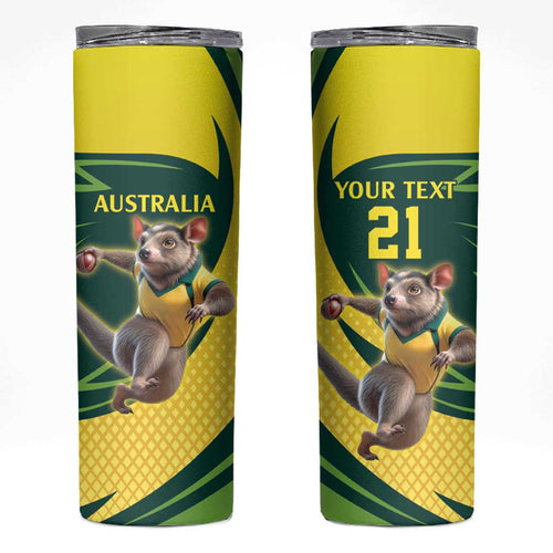 Australian Tasmanian Pademelon Cricket Custom Skinny Tumbler Aussie National Color