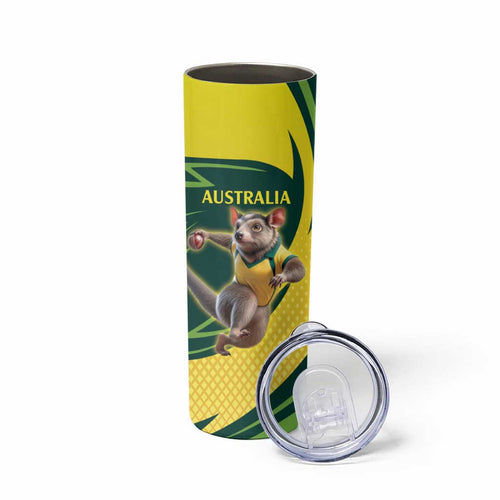 Australian Tasmanian Pademelon Cricket Custom Skinny Tumbler Aussie National Color
