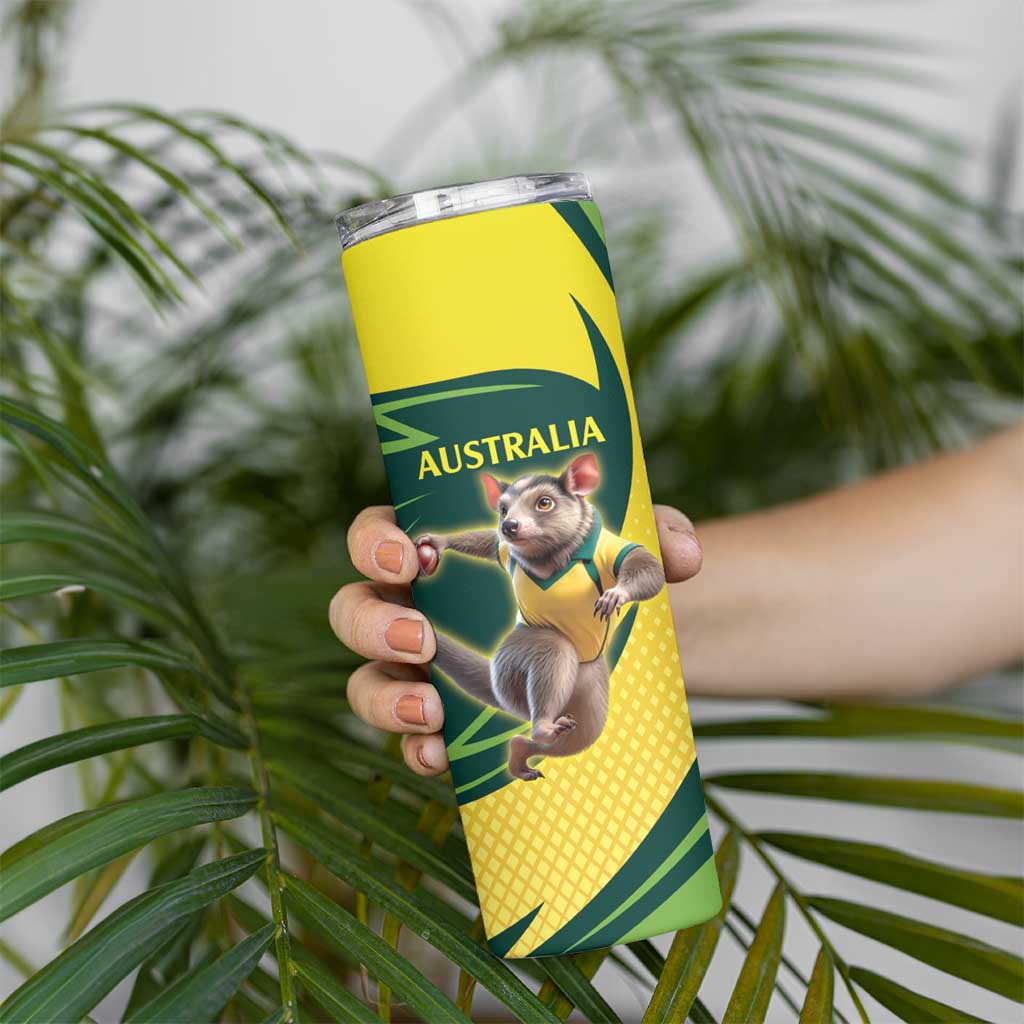 Australian Tasmanian Pademelon Cricket Custom Skinny Tumbler Aussie National Color