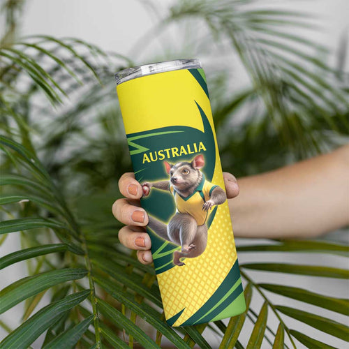 Australian Tasmanian Pademelon Cricket Custom Skinny Tumbler Aussie National Color