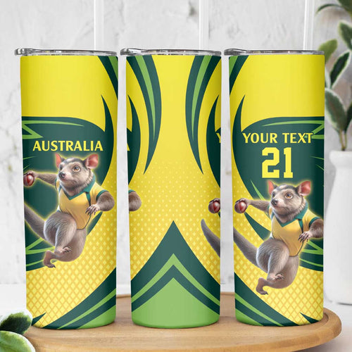 Australian Tasmanian Pademelon Cricket Custom Skinny Tumbler Aussie National Color