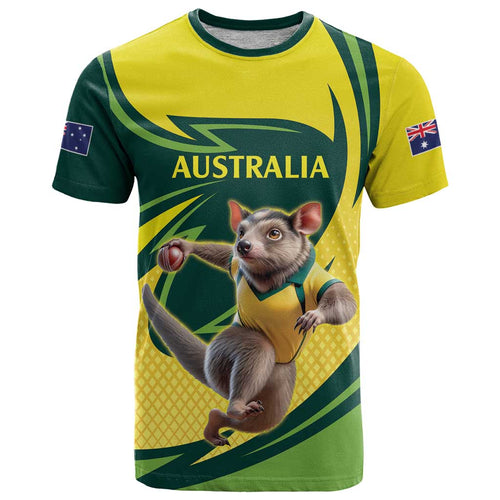 Australian Tasmanian Pademelon Cricket Custom T Shirt Aussie National Color
