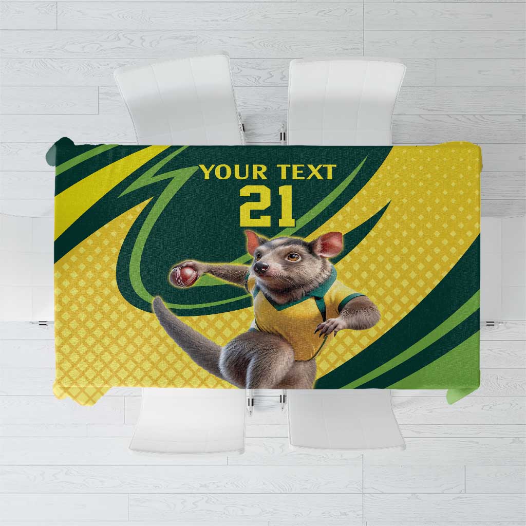 Australian Tasmanian Pademelon Cricket Custom Tablecloth Aussie National Color