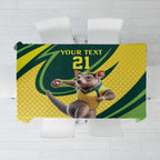 Australian Tasmanian Pademelon Cricket Custom Tablecloth Aussie National Color