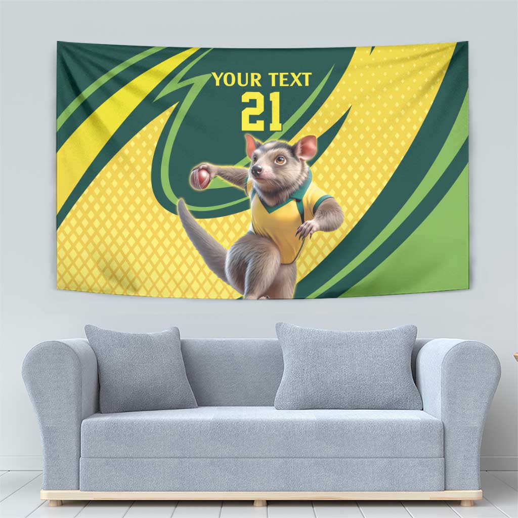 Australian Tasmanian Pademelon Cricket Custom Tapestry Aussie National Color