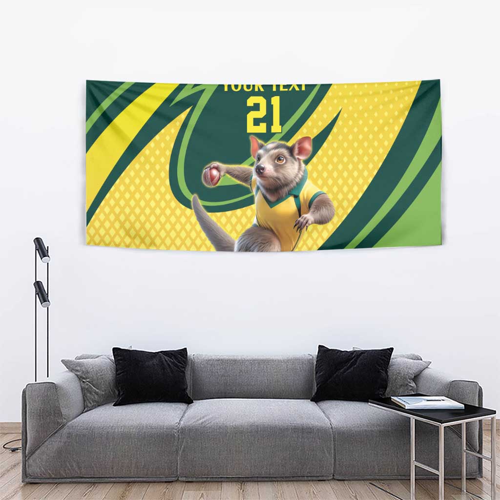 Australian Tasmanian Pademelon Cricket Custom Tapestry Aussie National Color