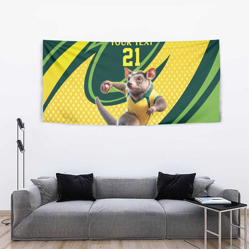 Australian Tasmanian Pademelon Cricket Custom Tapestry Aussie National Color