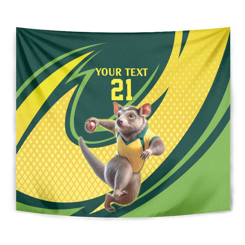 Australian Tasmanian Pademelon Cricket Custom Tapestry Aussie National Color