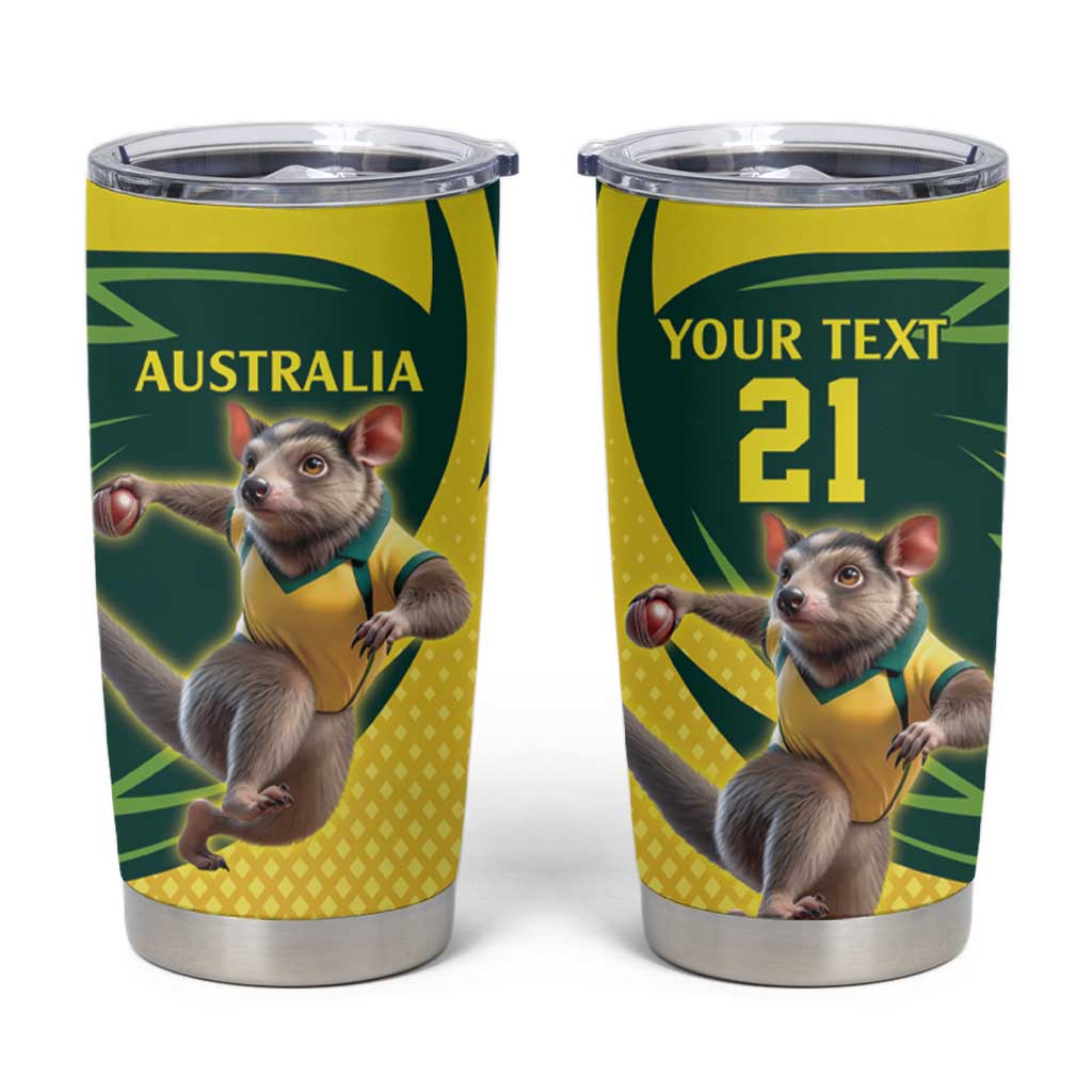 Australian Tasmanian Pademelon Cricket Custom Tumbler Cup Aussie National Color