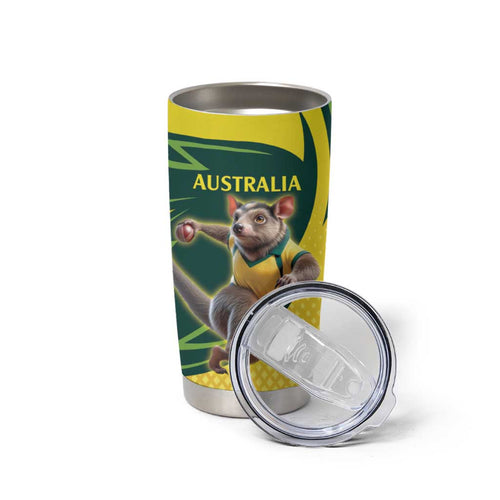 Australian Tasmanian Pademelon Cricket Custom Tumbler Cup Aussie National Color