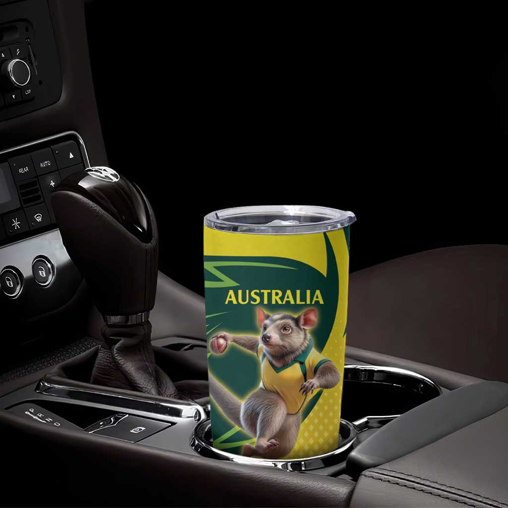 Australian Tasmanian Pademelon Cricket Custom Tumbler Cup Aussie National Color