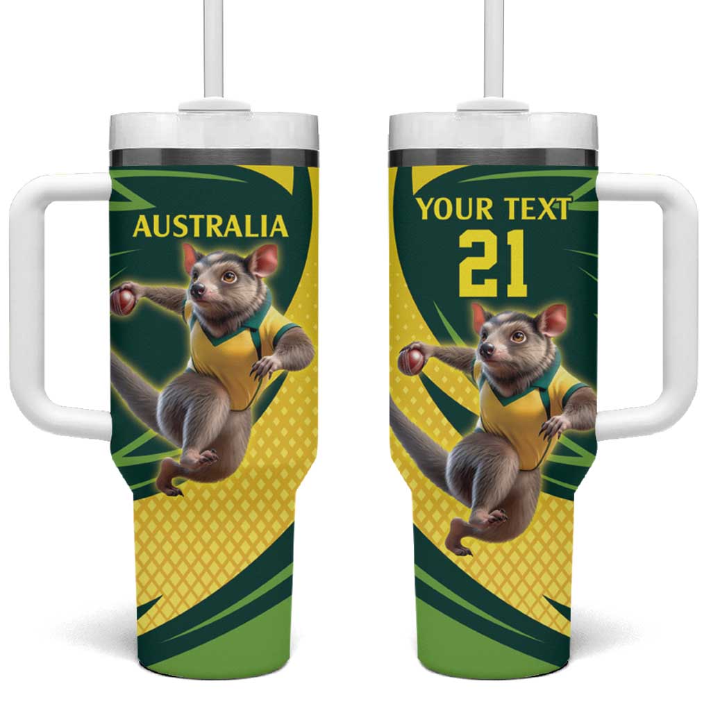 Australian Tasmanian Pademelon Cricket Custom Tumbler With Handle Aussie National Color