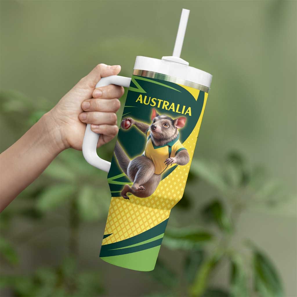 Australian Tasmanian Pademelon Cricket Custom Tumbler With Handle Aussie National Color