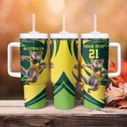 Australian Tasmanian Pademelon Cricket Custom Tumbler With Handle Aussie National Color