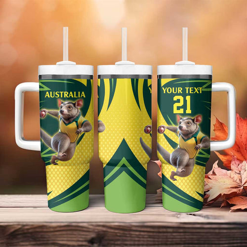 Australian Tasmanian Pademelon Cricket Custom Tumbler With Handle Aussie National Color