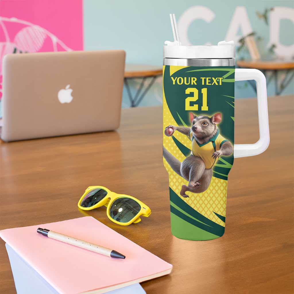 Australian Tasmanian Pademelon Cricket Custom Tumbler With Handle Aussie National Color