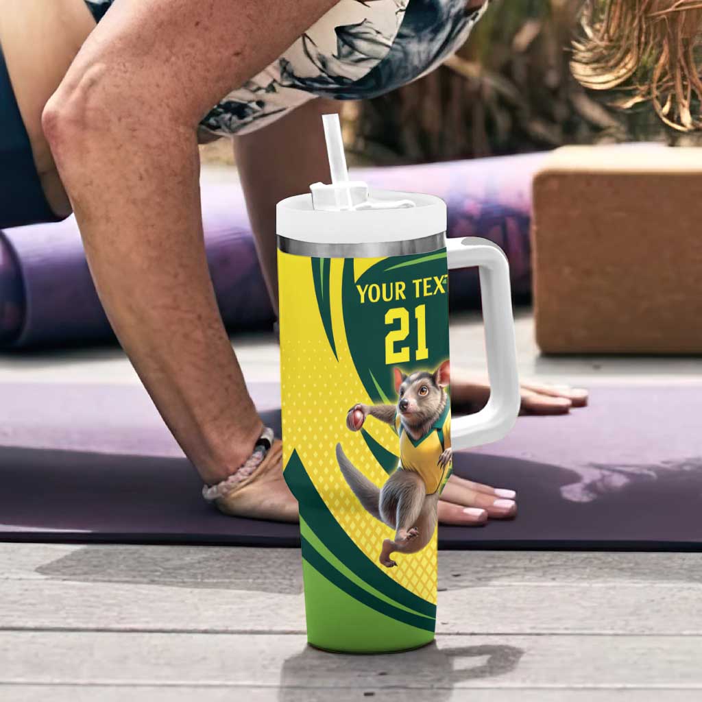 Australian Tasmanian Pademelon Cricket Custom Tumbler With Handle Aussie National Color