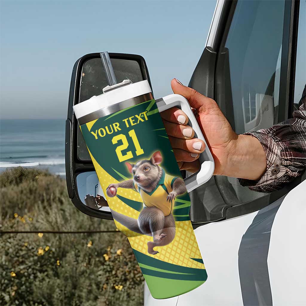 Australian Tasmanian Pademelon Cricket Custom Tumbler With Handle Aussie National Color