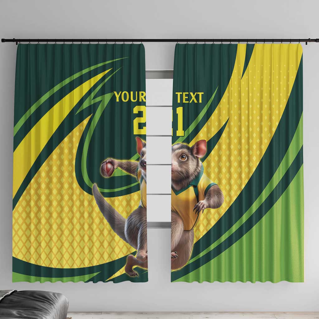 Australian Tasmanian Pademelon Cricket Custom Window Curtain Aussie National Color