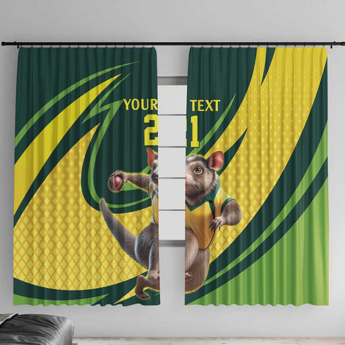 Australian Tasmanian Pademelon Cricket Custom Window Curtain Aussie National Color