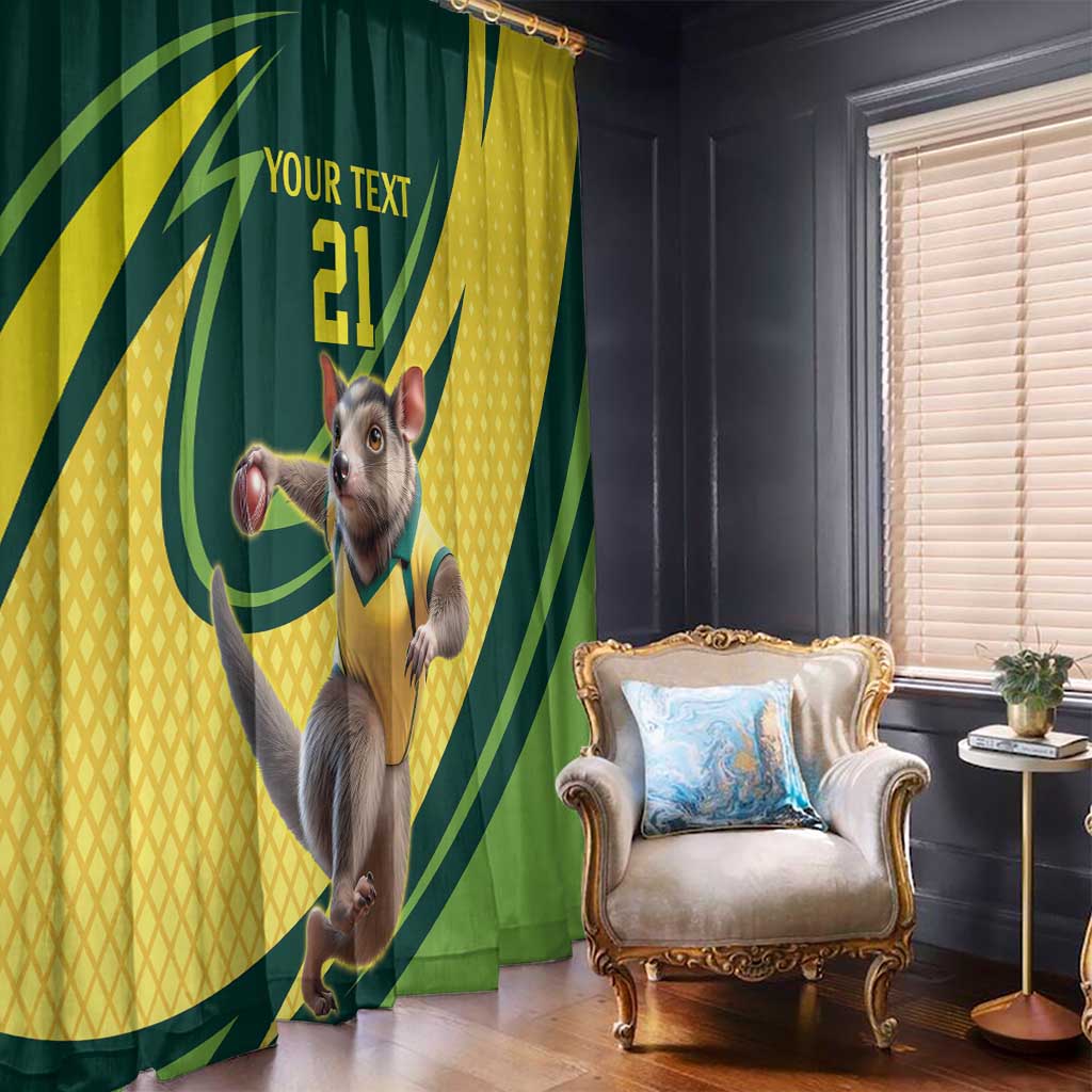 Australian Tasmanian Pademelon Cricket Custom Window Curtain Aussie National Color