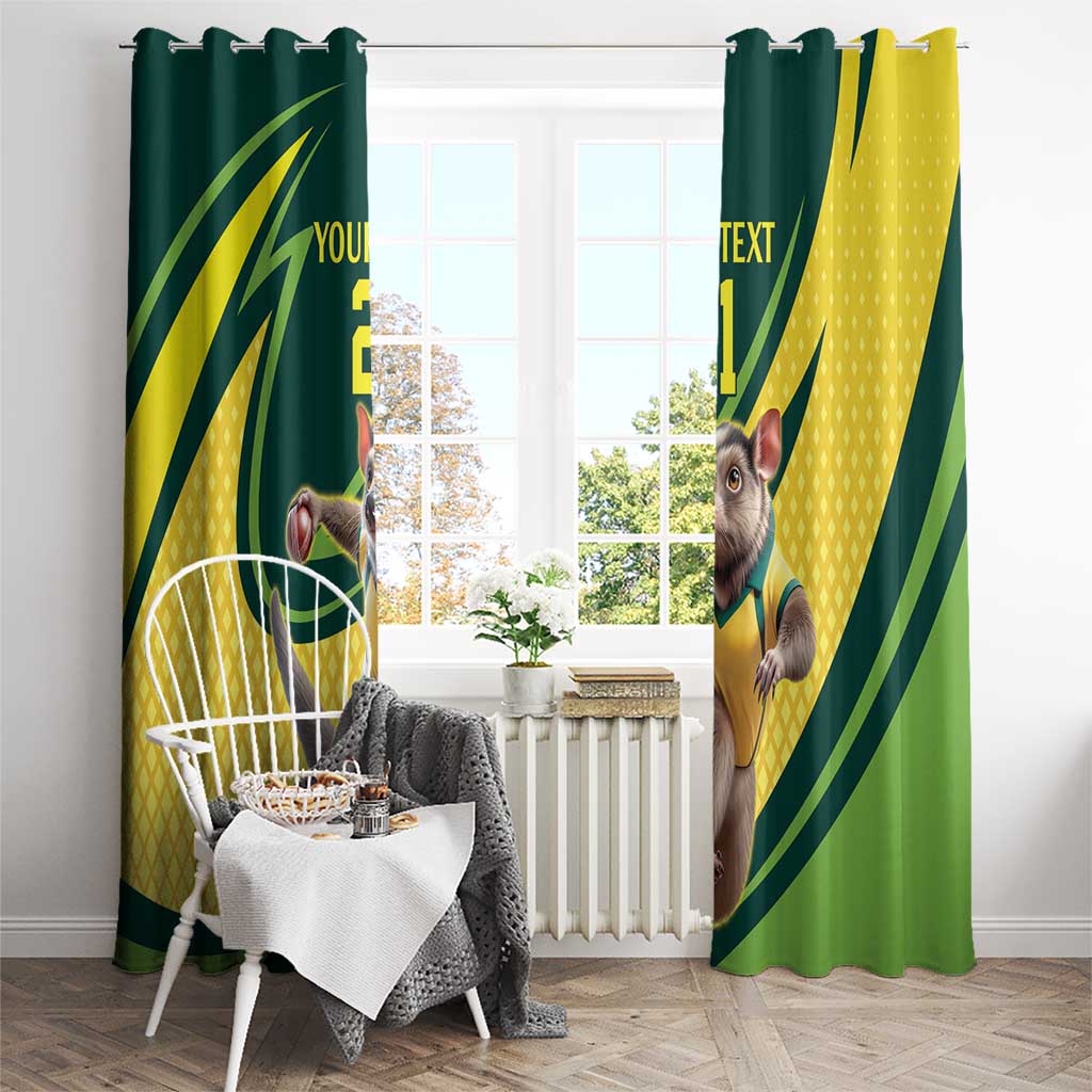 Australian Tasmanian Pademelon Cricket Custom Window Curtain Aussie National Color