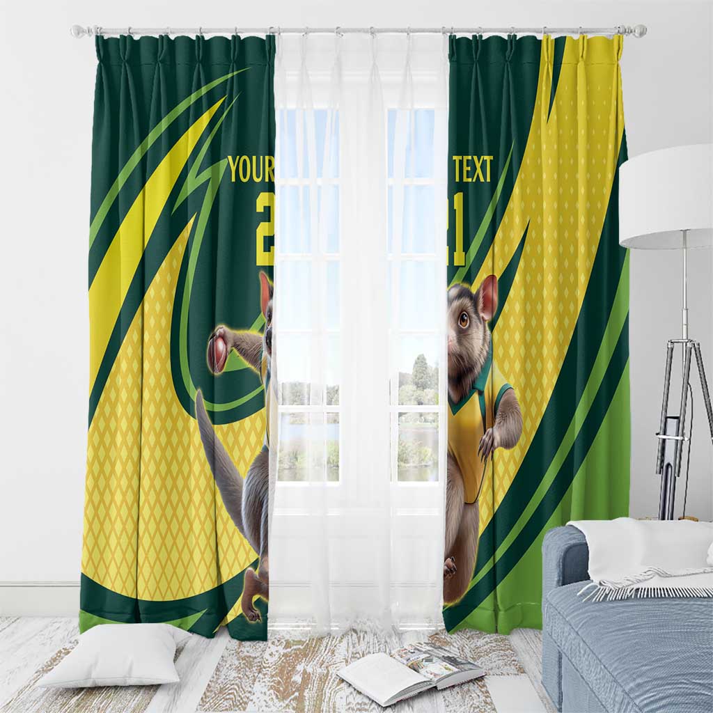 Australian Tasmanian Pademelon Cricket Custom Window Curtain Aussie National Color