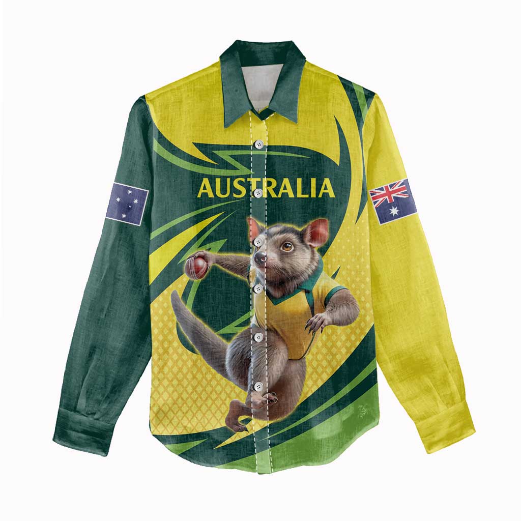 Australian Tasmanian Pademelon Cricket Custom Women Casual Shirt Aussie National Color