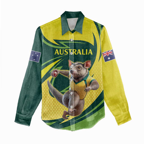 Australian Tasmanian Pademelon Cricket Custom Women Casual Shirt Aussie National Color