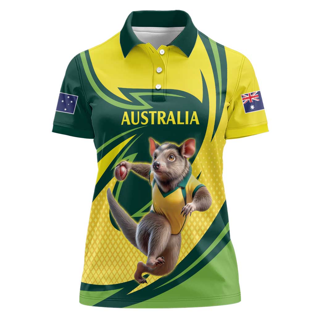 Australian Tasmanian Pademelon Cricket Custom Women Polo Shirt Aussie National Color