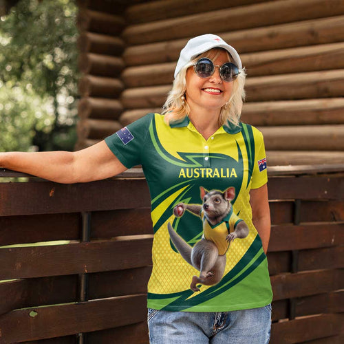 Australian Tasmanian Pademelon Cricket Custom Women Polo Shirt Aussie National Color