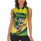 Australian Tasmanian Pademelon Cricket Custom Women Sleeveless Polo Shirt Aussie National Color