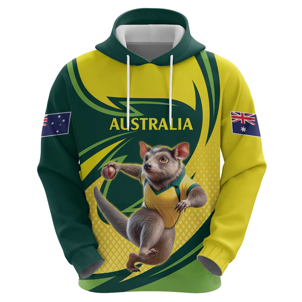 Australian Tasmanian Pademelon Cricket Custom Zip Hoodie Aussie National Color