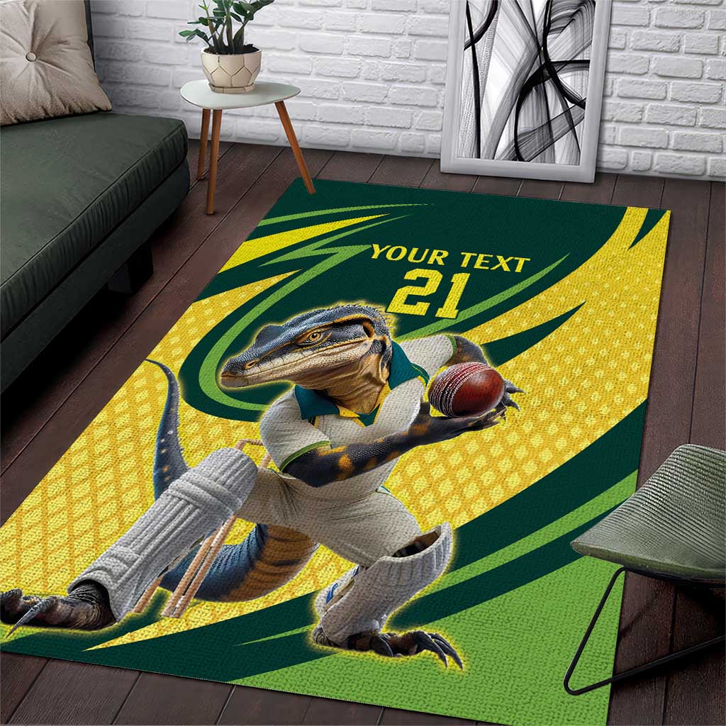 Australian Water Dragon Cricket Custom Area Rug Aussie National Color