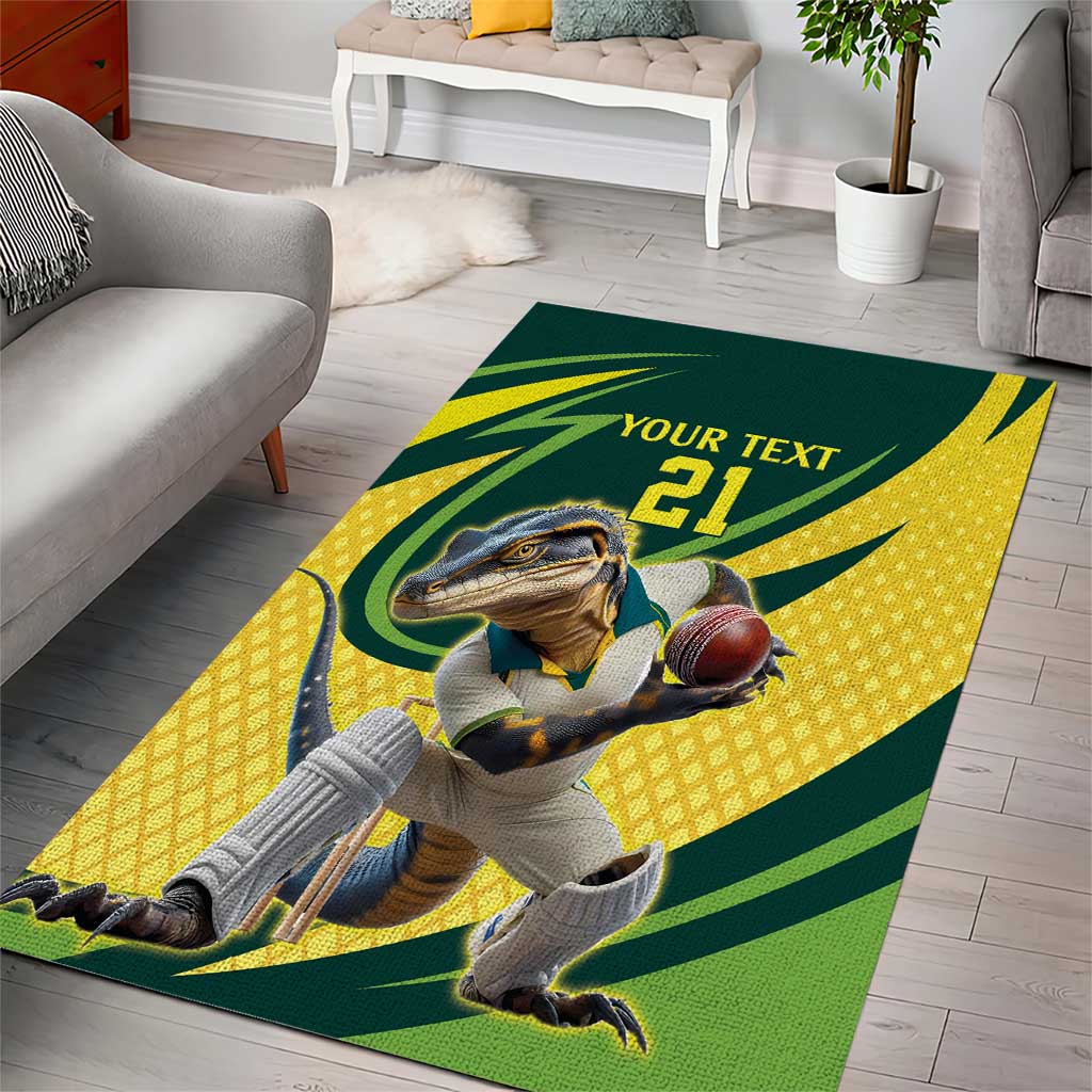 Australian Water Dragon Cricket Custom Area Rug Aussie National Color