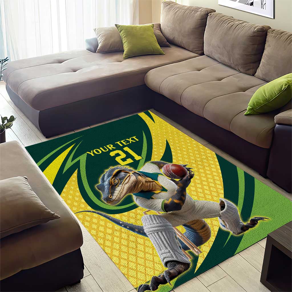 Australian Water Dragon Cricket Custom Area Rug Aussie National Color