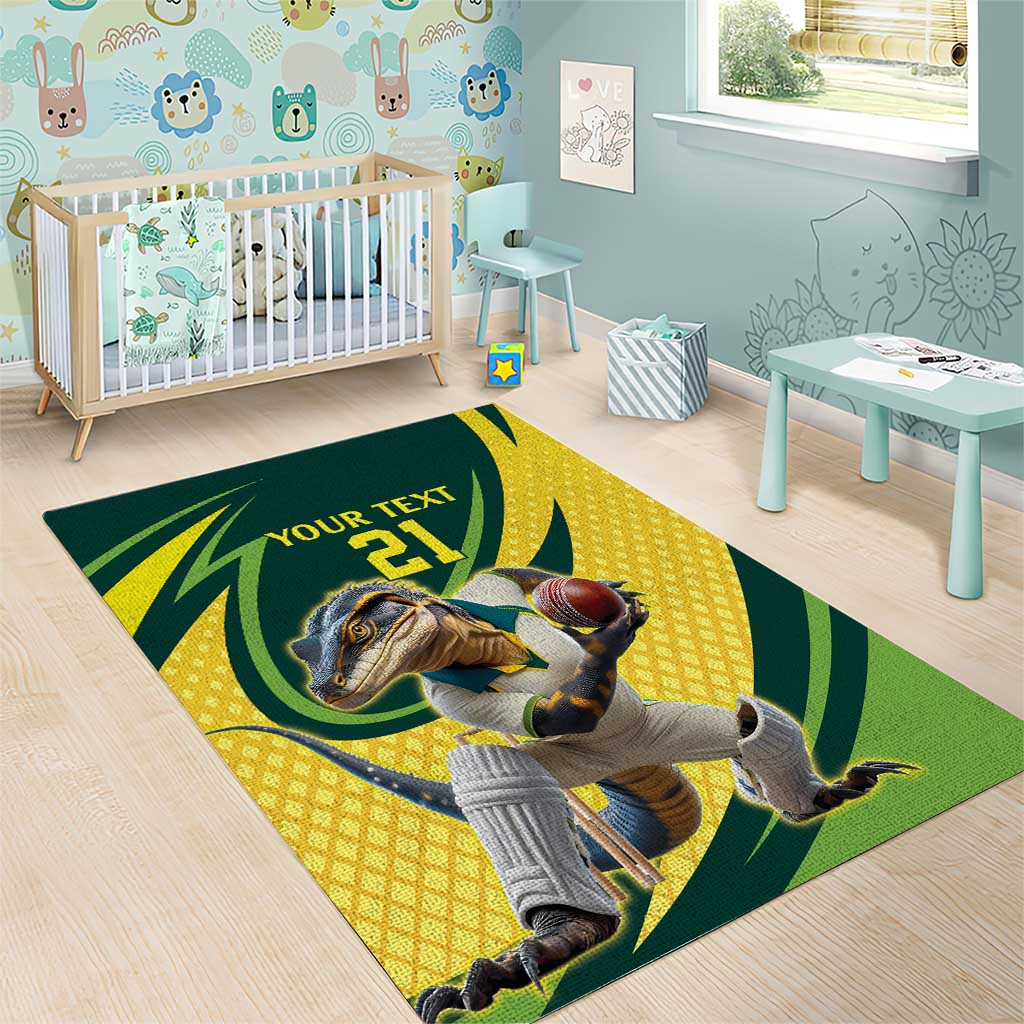 Australian Water Dragon Cricket Custom Area Rug Aussie National Color