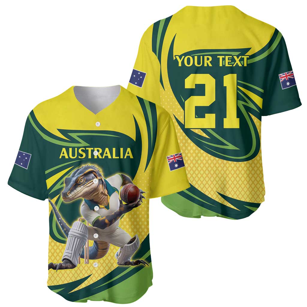 Australian Water Dragon Cricket Custom Baseball Jersey Aussie National Color