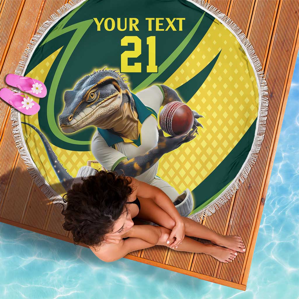 Australian Water Dragon Cricket Custom Beach Blanket Aussie National Color