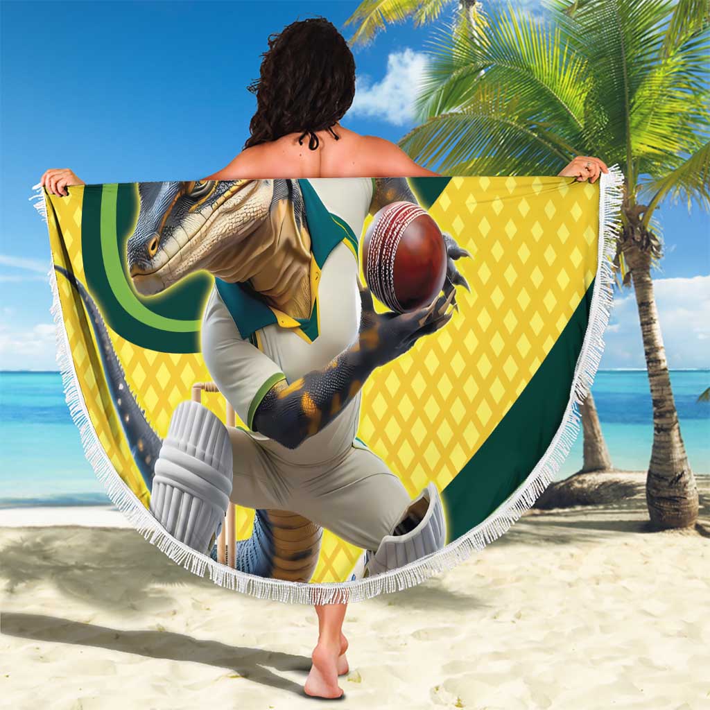 Australian Water Dragon Cricket Custom Beach Blanket Aussie National Color