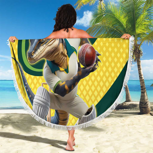 Australian Water Dragon Cricket Custom Beach Blanket Aussie National Color